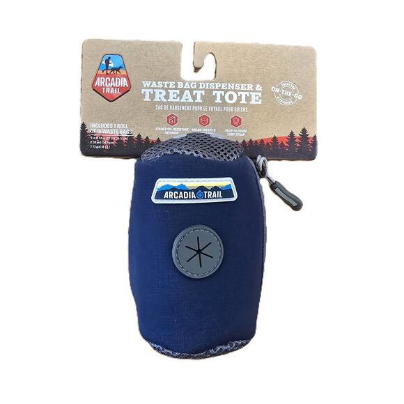 Arcadia Trail Waste Bag Dispenser & Treat Tote Dog Navy Blue‎ New - Picture 1 of 4